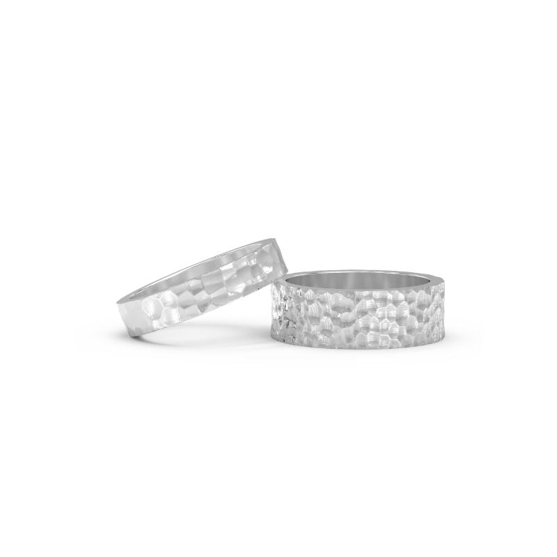 Hammered Sterling Silver Slim Band Ring - NYXA