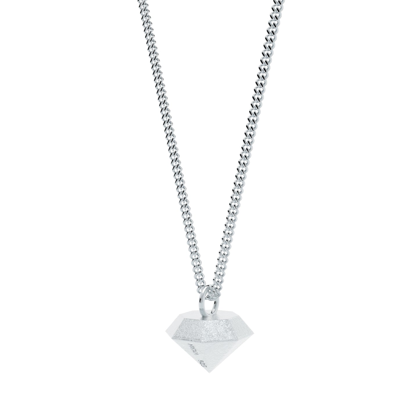Faceted Silver Rough Cut Diamond Necklace - NYXA
