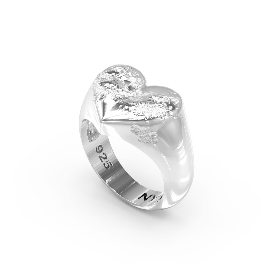 Moirae Heart Ring in Sterling Silver