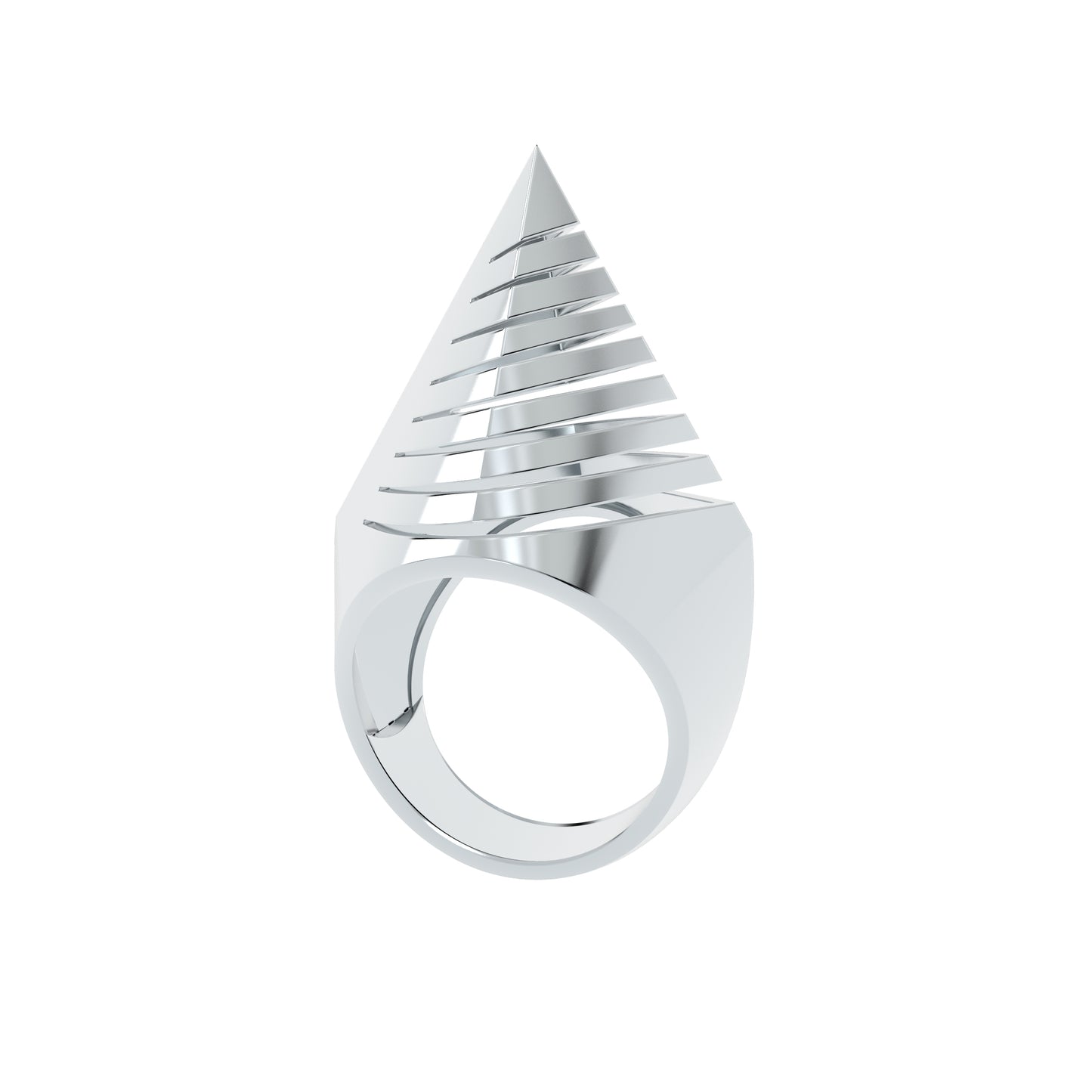 Apex Geometric Pyramid Sterling Silver Ring - NYXA