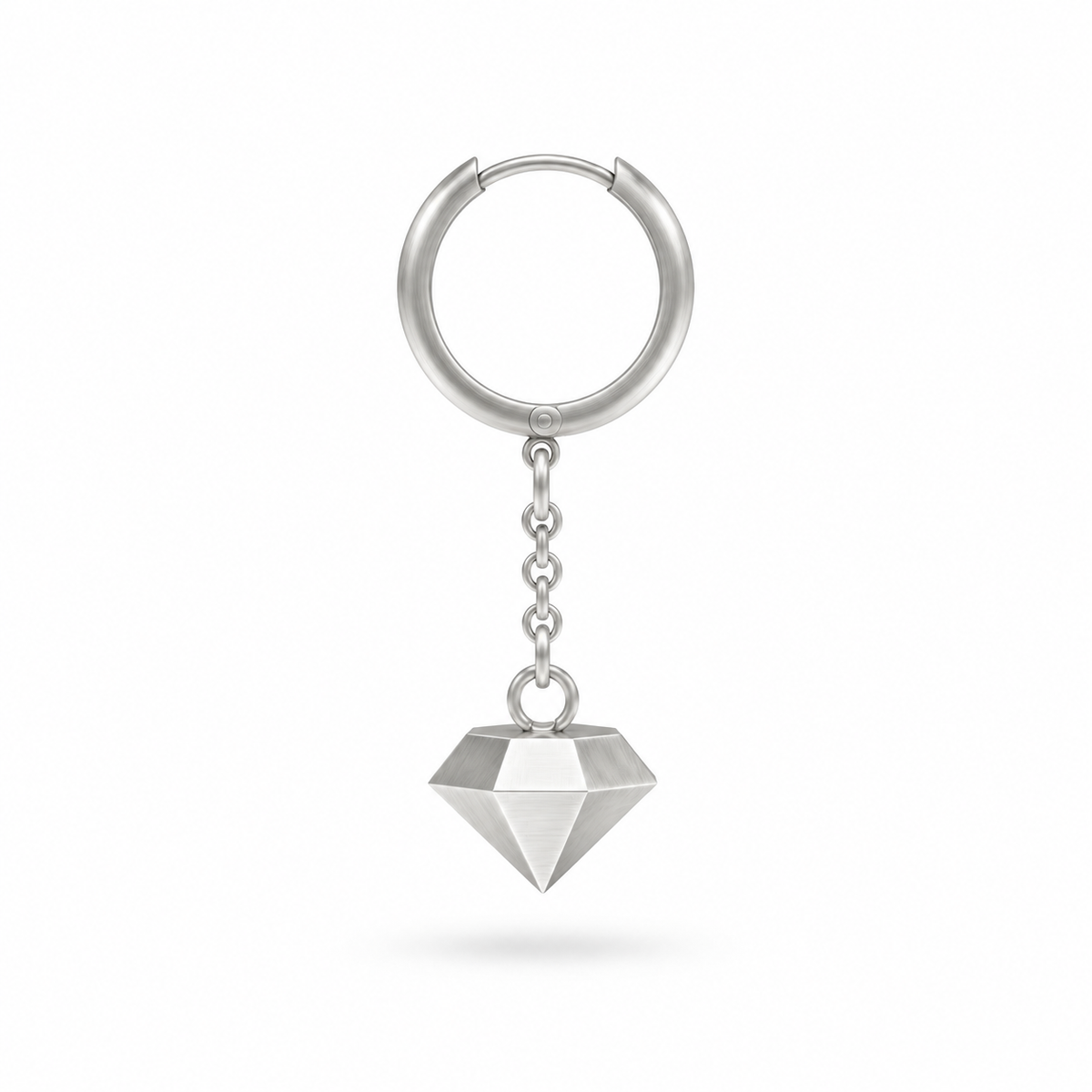 Rough Cut Sterling Silver Diamond Drop Earrings