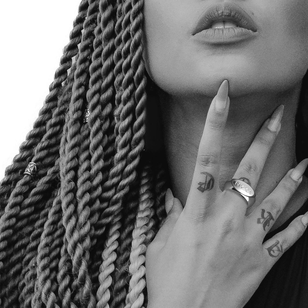 NYXA Round Sterling Silver Signet Ring - NYXA
