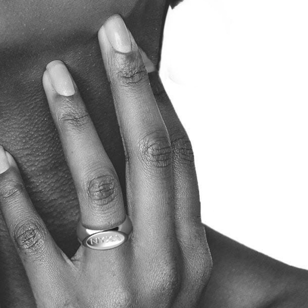 NYXA Round Sterling Silver Signet Ring - NYXA