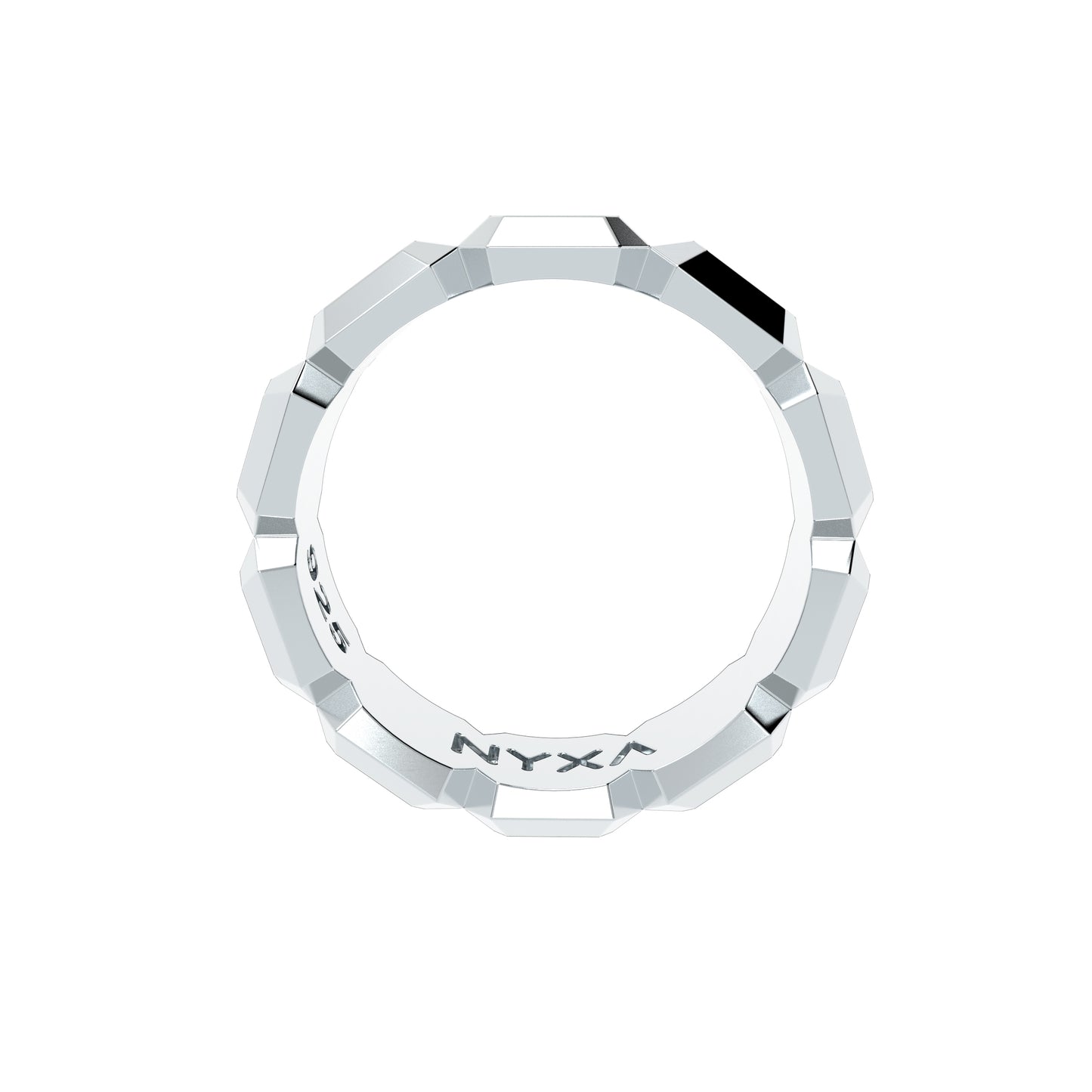 Faceted Cushion Cut Sterling Silver Band Ring - NYXA