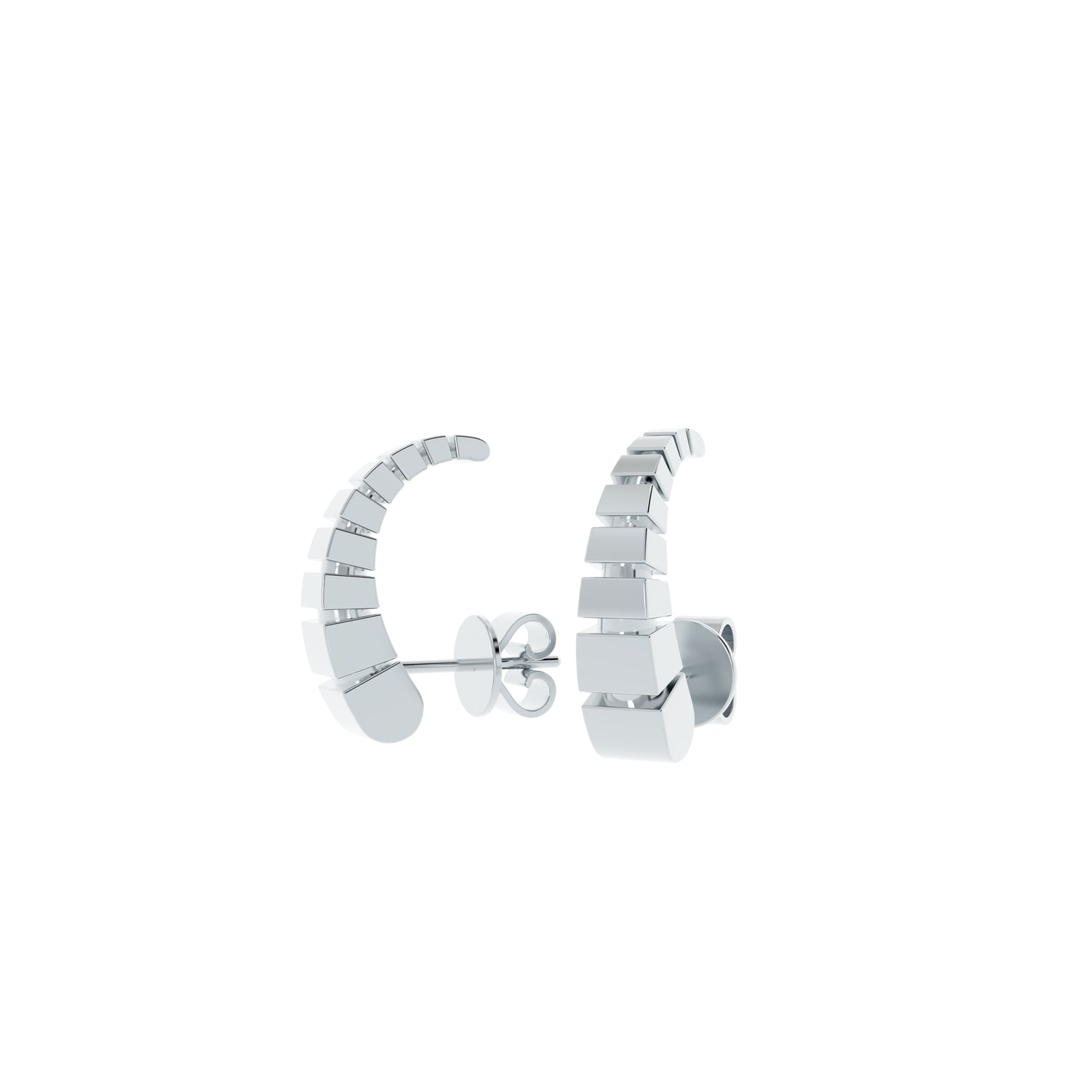 Close-up of NYXA Groove Sterling Silver Wrap Earring featuring a square texture pattern, handcrafted in recycled sterling silver for a bold, modern look.