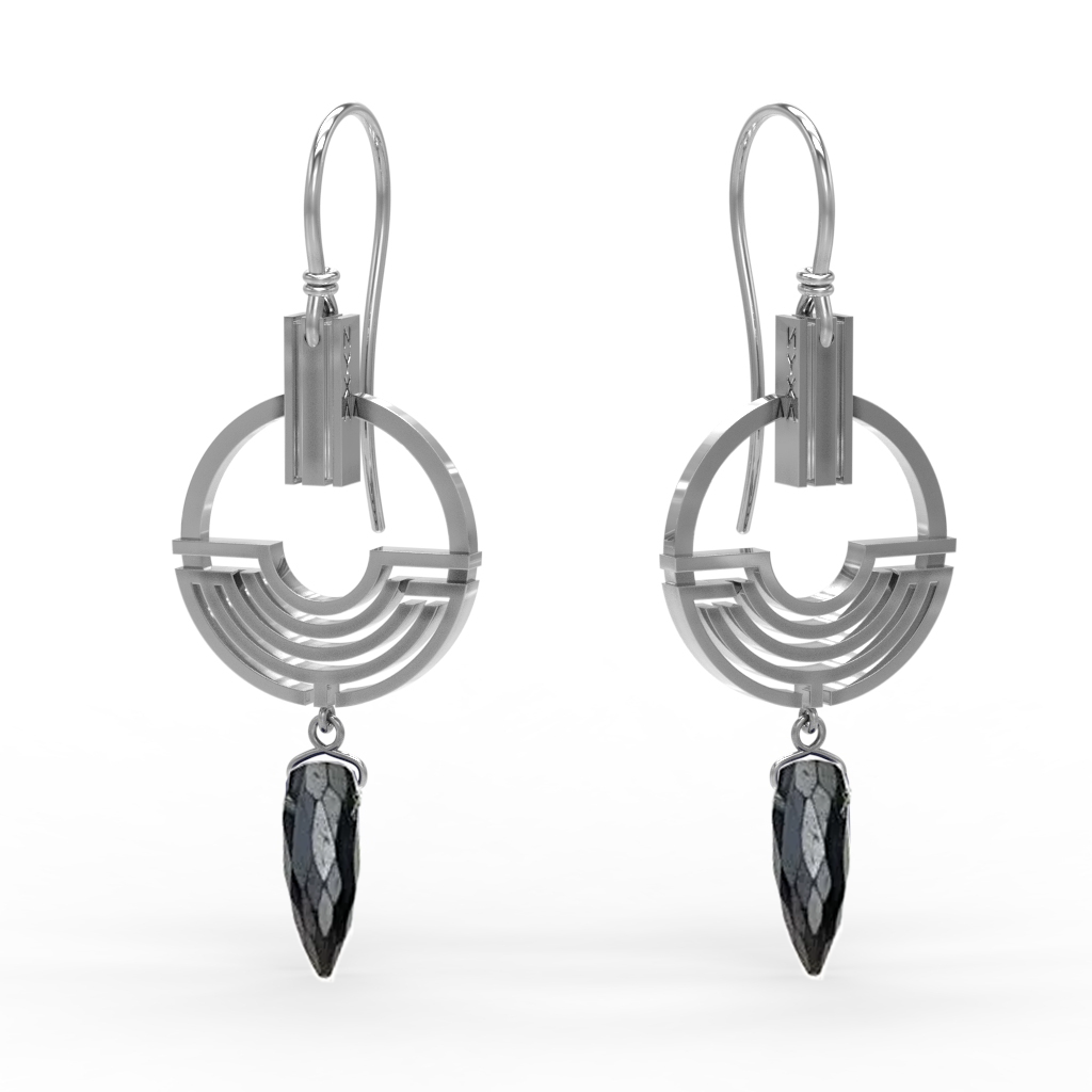 Aperture Black Spinel Drop Earrings