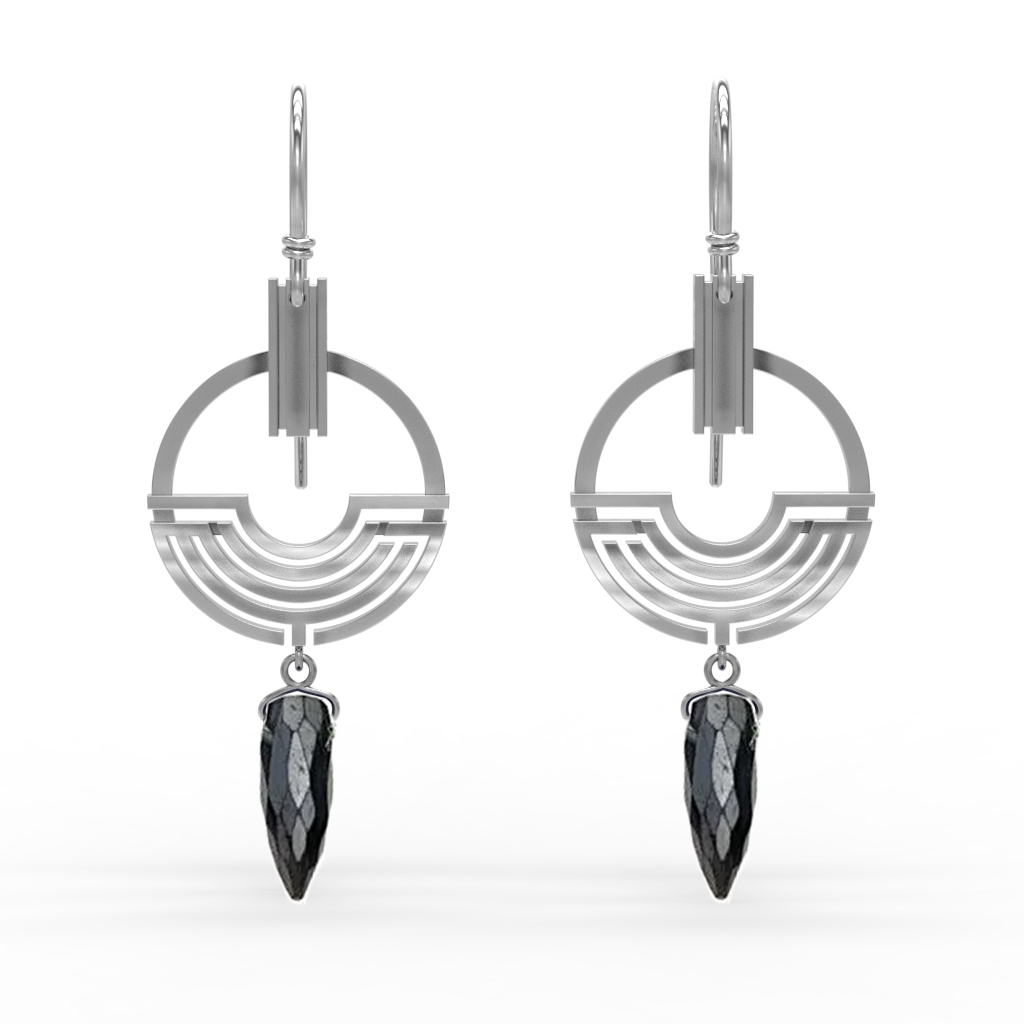 Aperture Black Spinel Drop Earrings