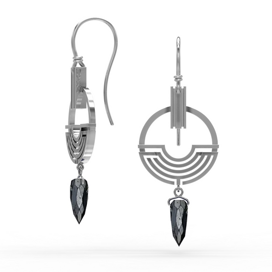 Aperture Black Spinel Drop Earrings
