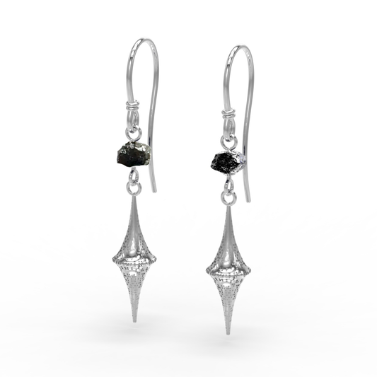 Pixel Drop Earrings – Raw Black Diamond Edition