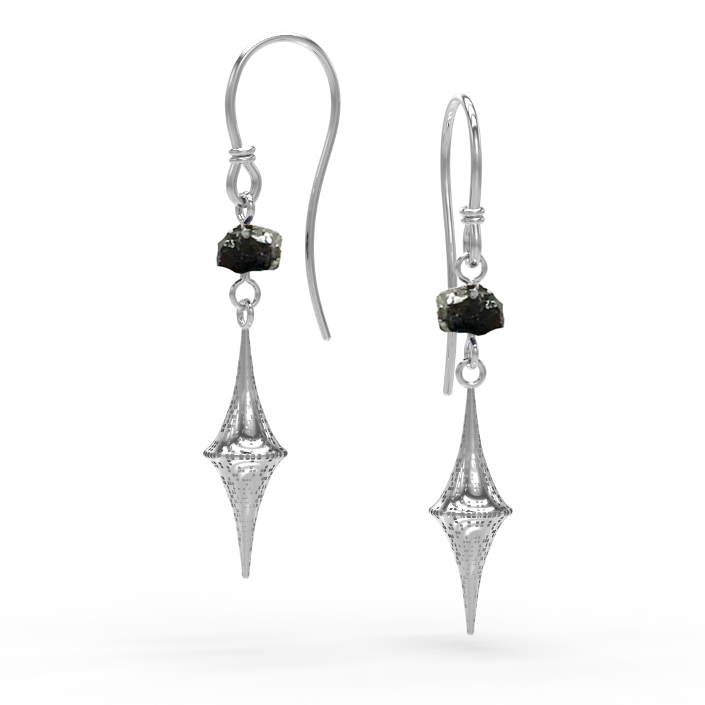 Pixel Drop Earrings – Raw Black Diamond Edition
