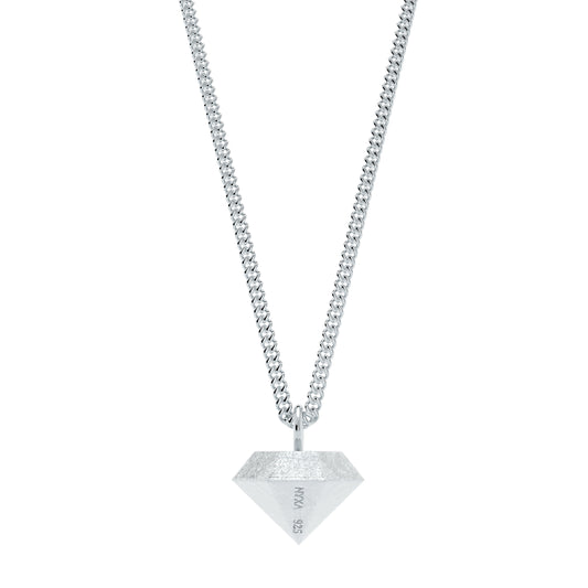 Faceted Silver Rough Cut Diamond Necklace - NYXA