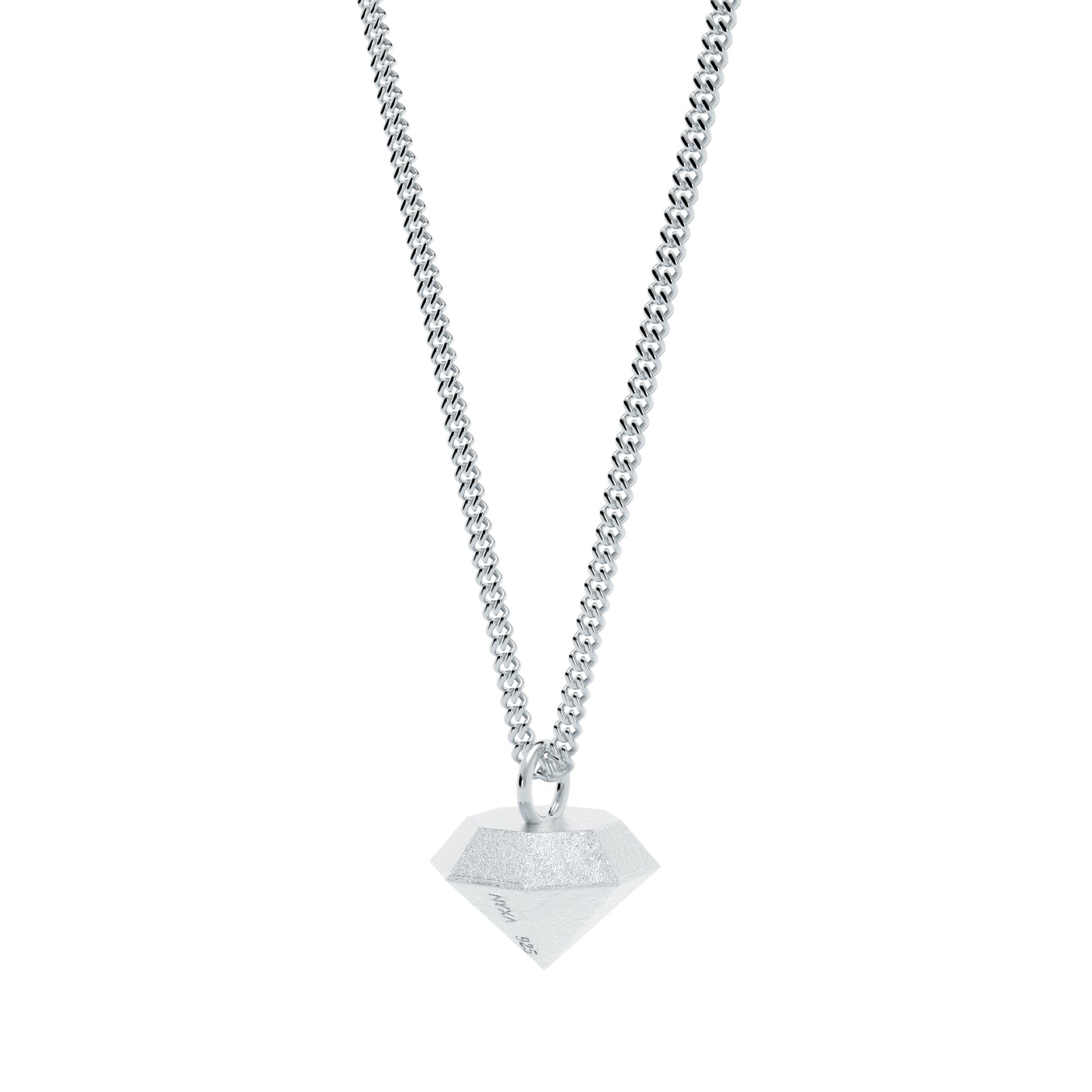 Faceted Silver Rough Cut Diamond Necklace