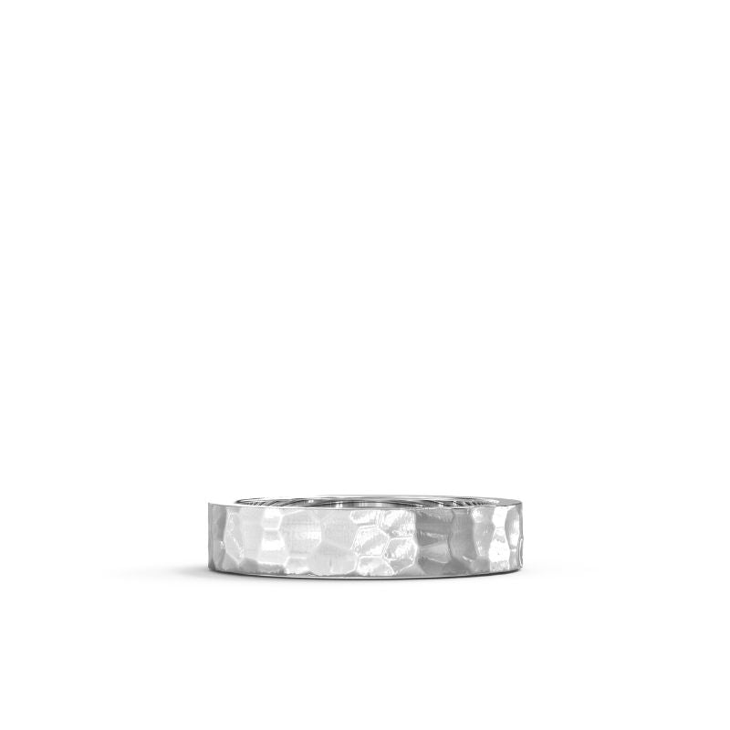 Hammered Sterling Silver Slim Band Ring - NYXA