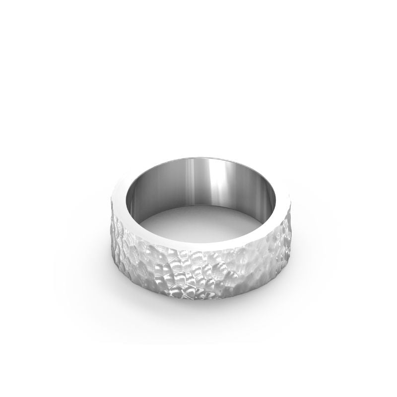 Hammered Sterling Silver Wide Band Ring - NYXA