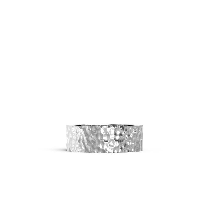 Hammered Sterling Silver Wide Band Ring - NYXA