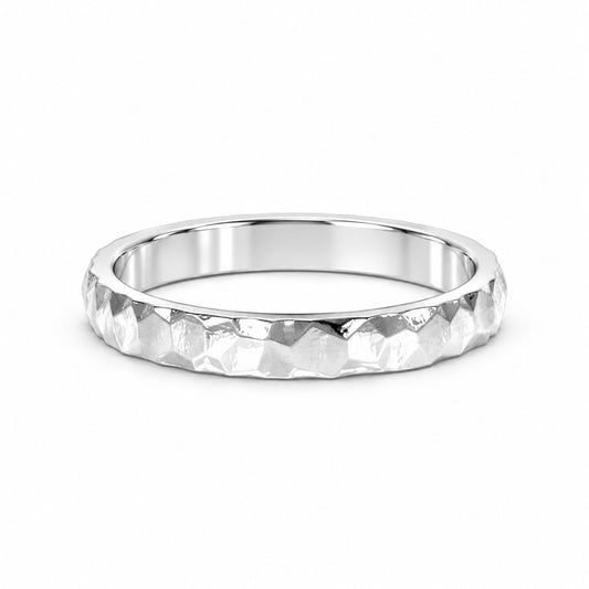 Hammered Sterling Silver Round  Band Ring