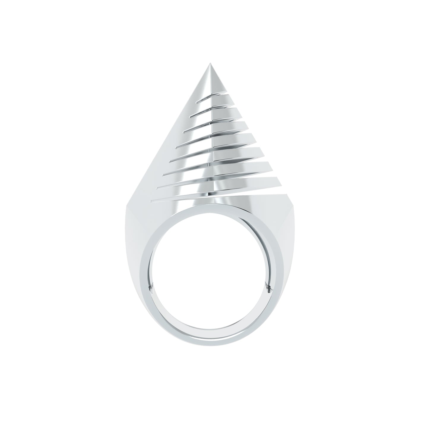 Apex Geometric Pyramid Sterling Silver Ring