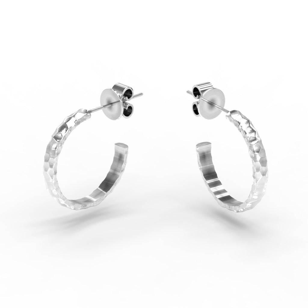 Small Hammered Sterling Silver Hoops