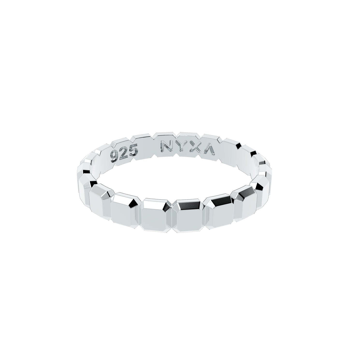 Faceted Cushion Cut Sterling Silver Stacker Rings - NYXA