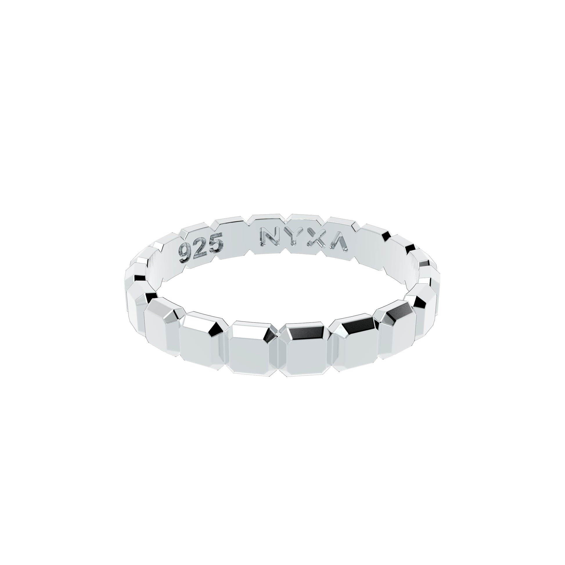 Faceted Cushion Cut Sterling Silver Stacker Rings - NYXA
