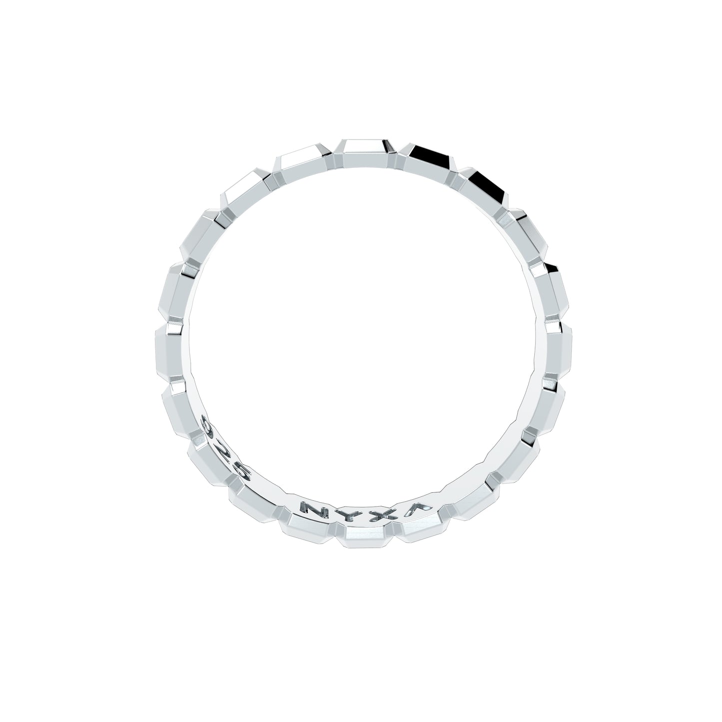 Faceted Cushion Cut Sterling Silver Stacker Rings - NYXA