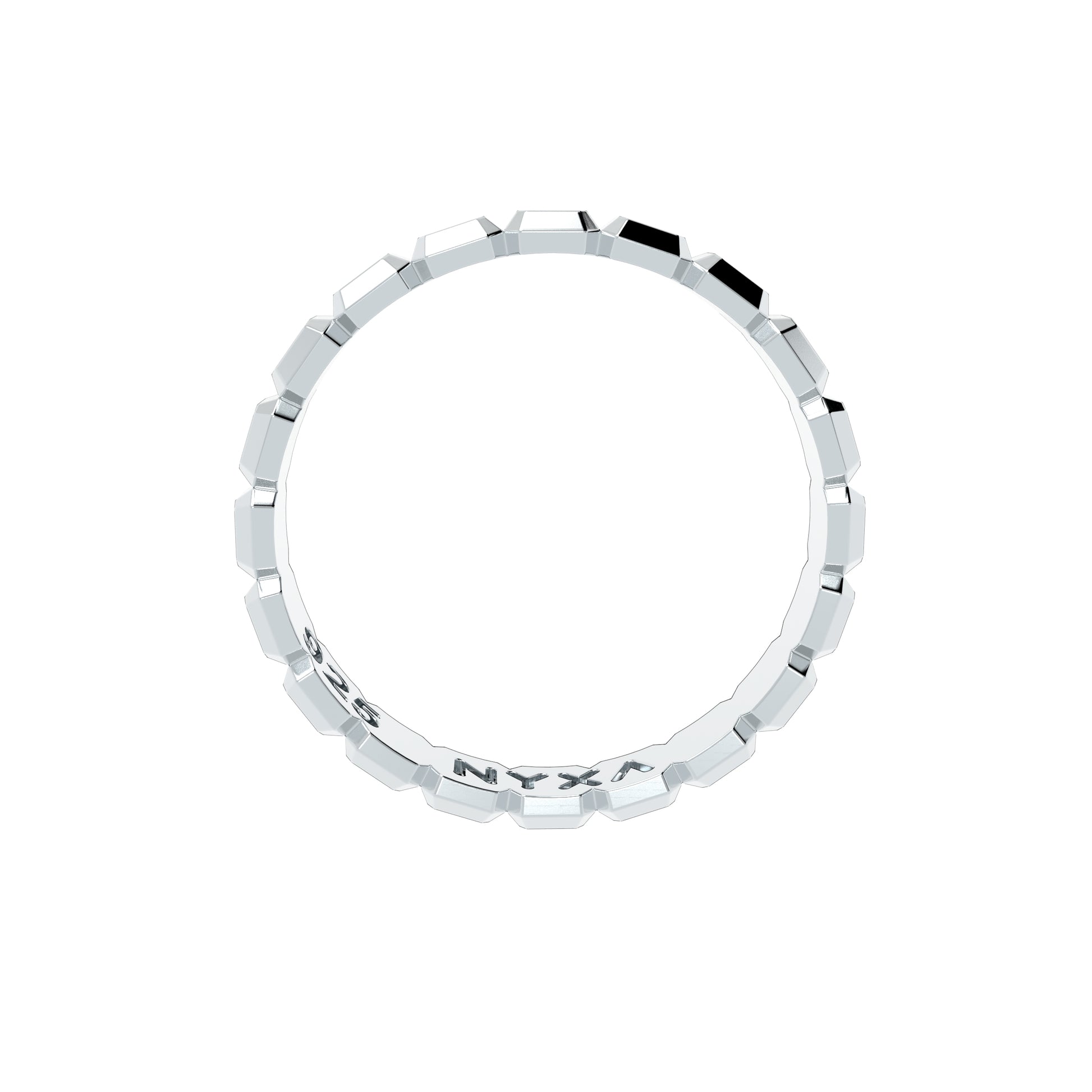 Faceted Cushion Cut Sterling Silver Stacker Rings - NYXA