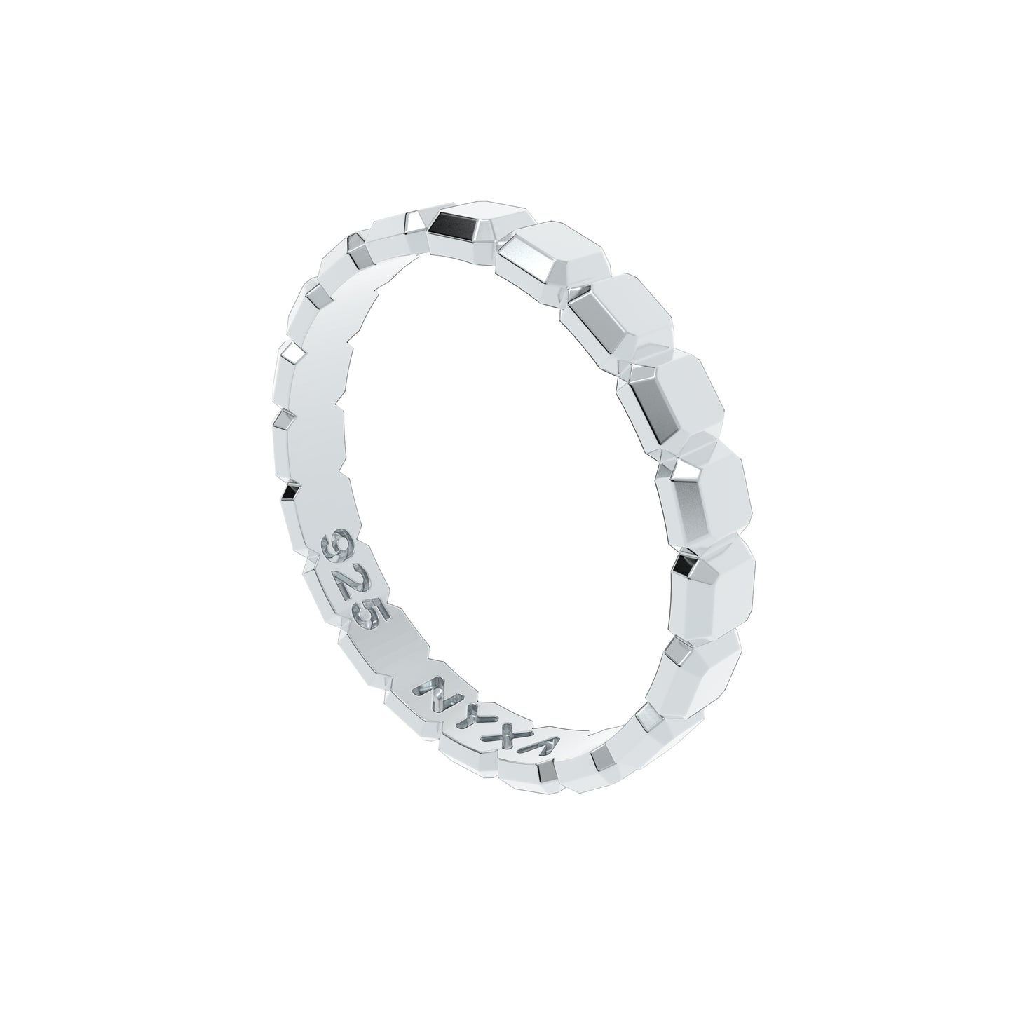 Faceted Cushion Cut Sterling Silver Stacker Rings - NYXA