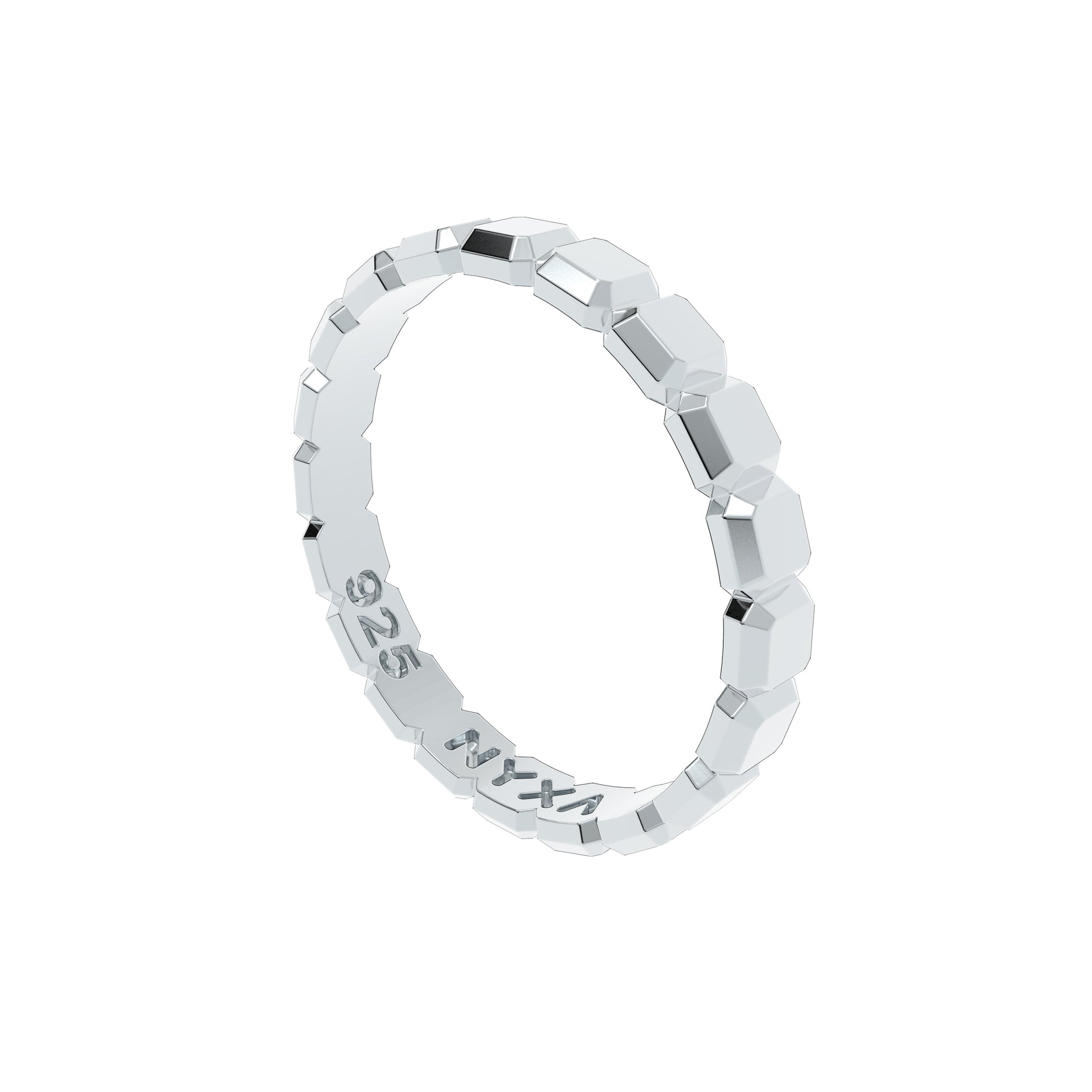 Faceted Cushion Cut Sterling Silver Stacker Rings - NYXA