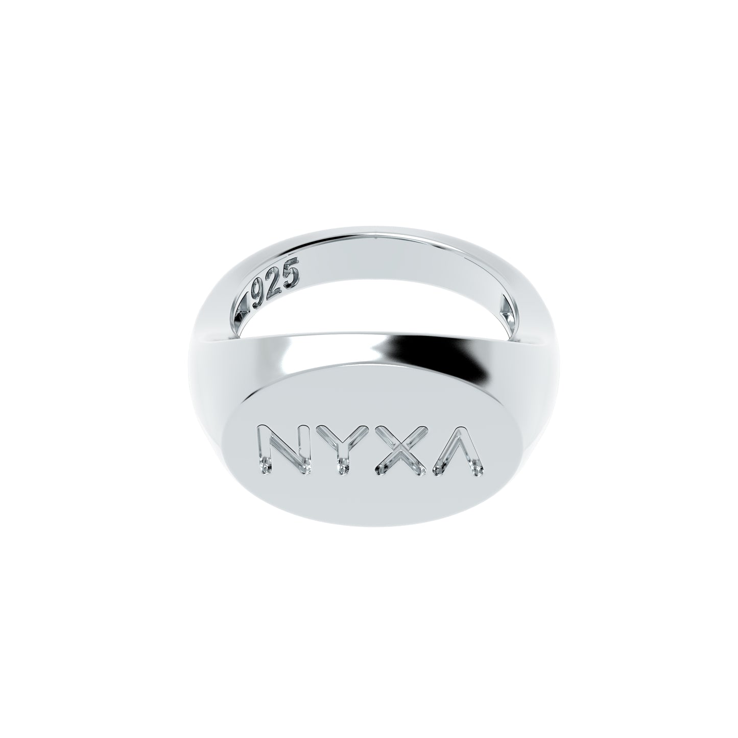NYXA Round Sterling Silver Signet Ring